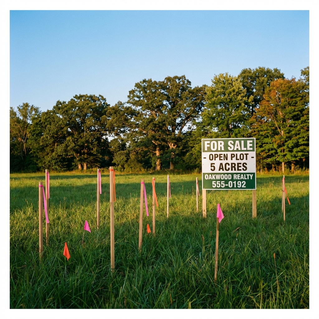 Land for sale with surveying markers